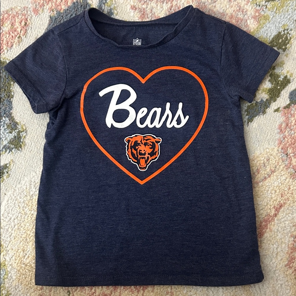 NFL Bears Navy Blue Heart Kids T-Shirt